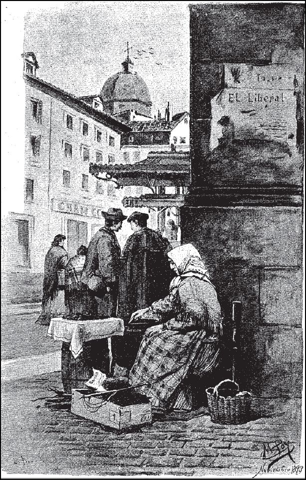 Grabado-de-una-castañera-en-la-plaza-de-San-Ildefonso