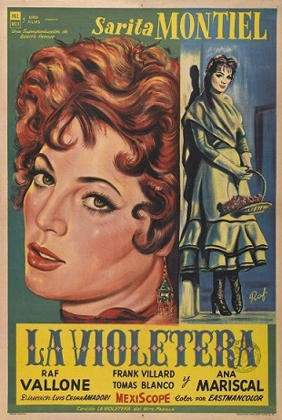 Póster de La Víoletera, 1958 protagonizada por Sara Montiel